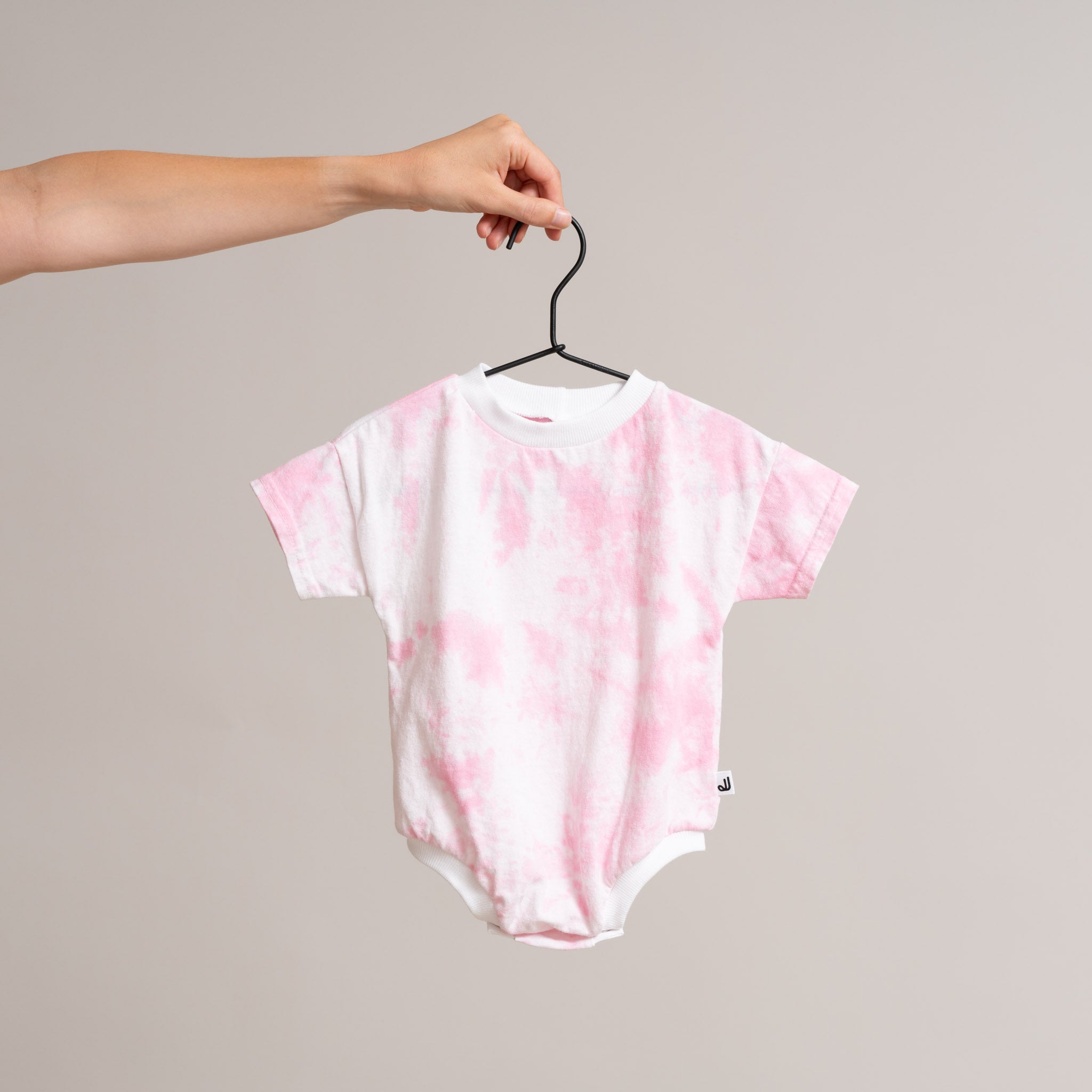 Short Sleeve Romper - Pink Tie Dye